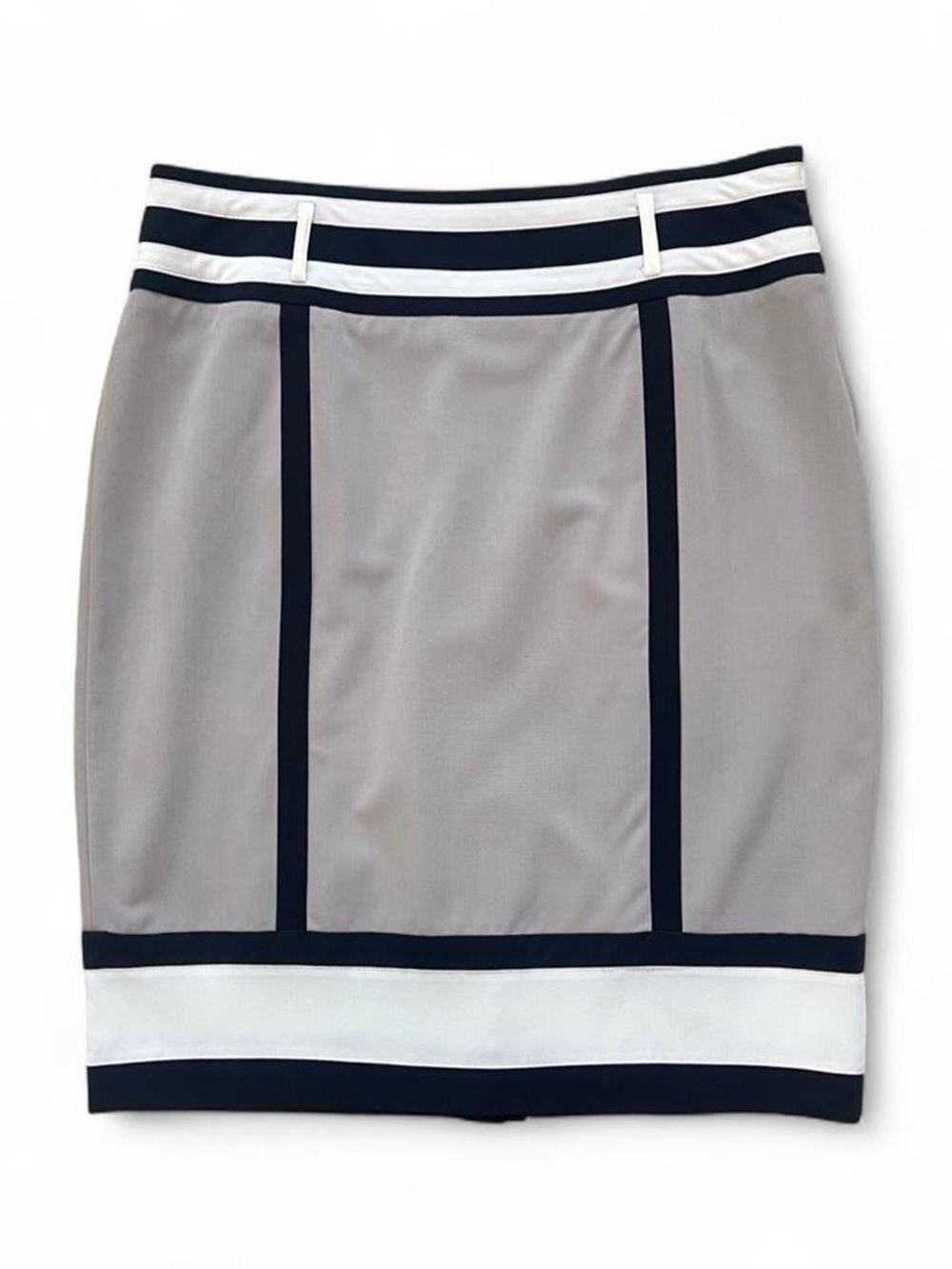 Worthington Grey Pencil Skirt with Navy and White Trim